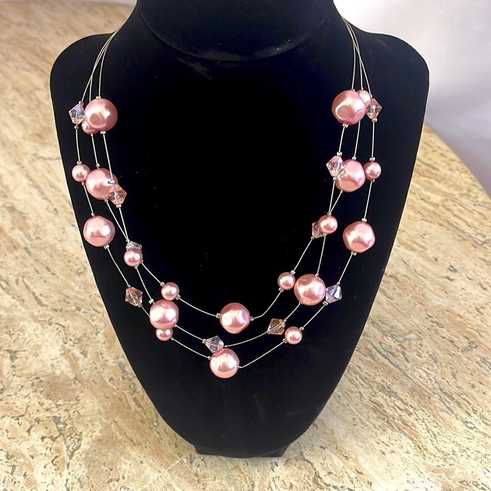 Pink Pearl multi strand Necklace
